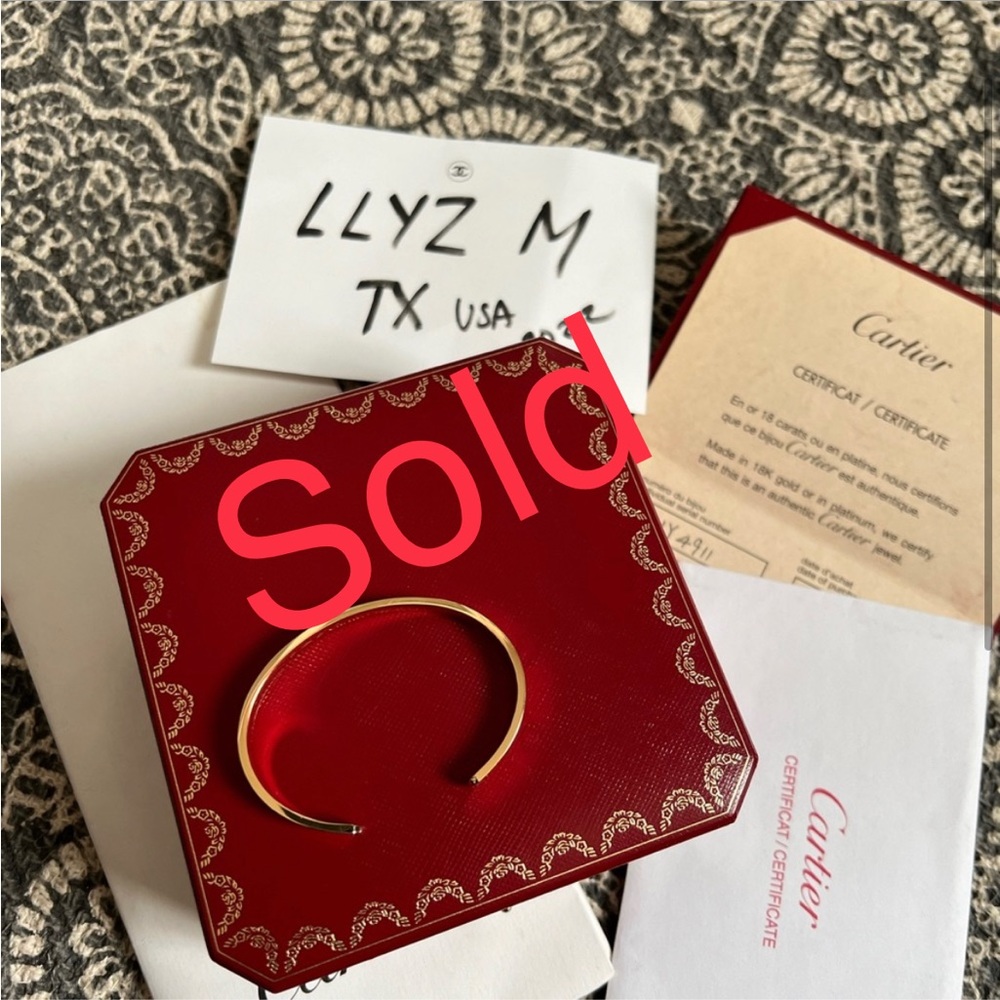 Sold Cartier Love cuff size 17 Yellow gold